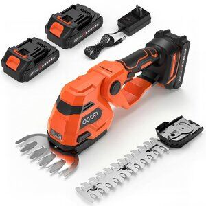 OGERY Cordless Hedge Trimmer & Grass Shears, Powerful Dual 21V Batteries 2-in-1